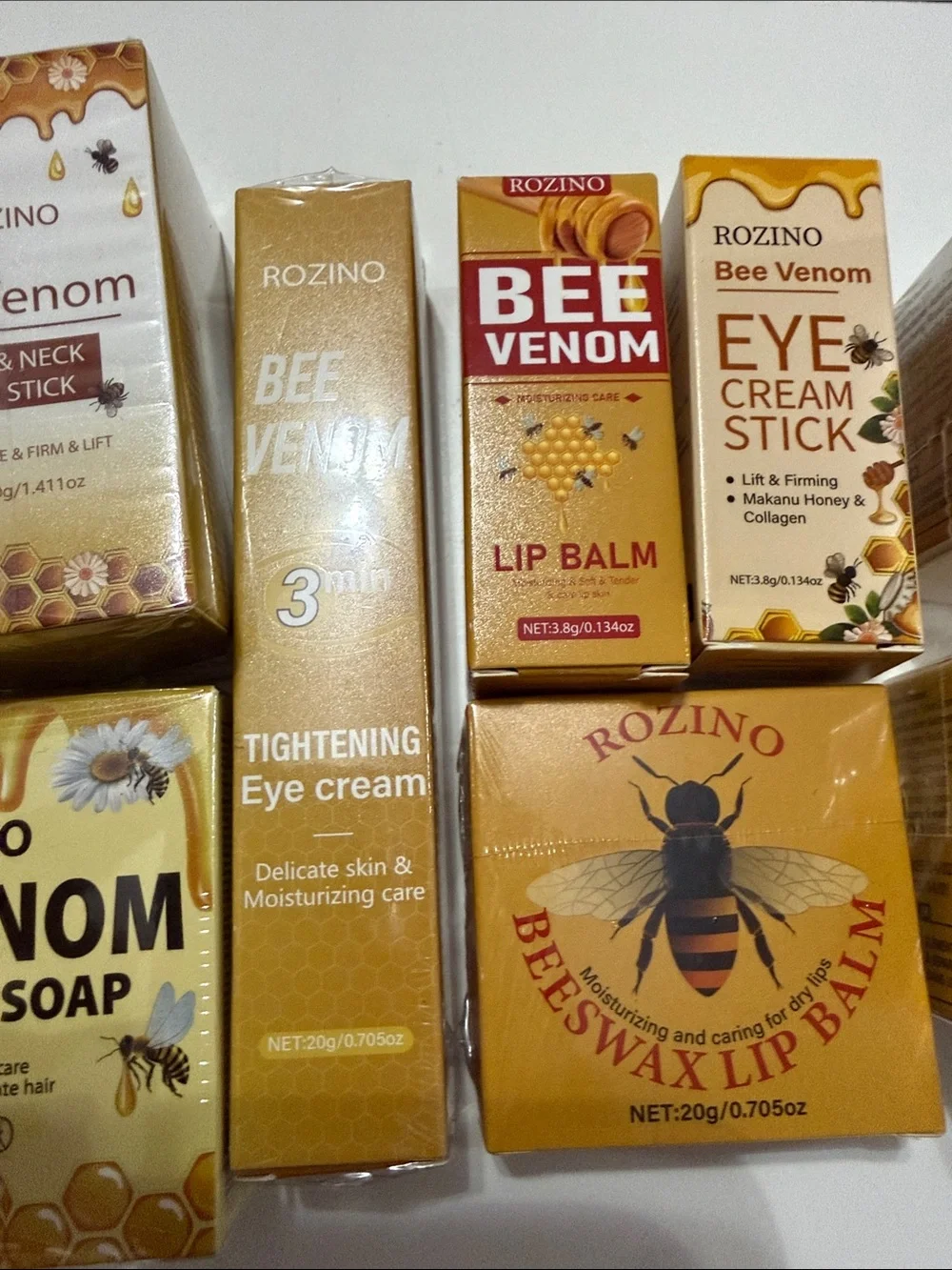 ROZINO Bee Venom Skincare Bundle 10-Piece Set Face Body Hair & Lip Care NWT